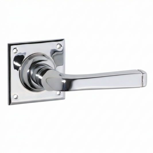 Menton Lever - Square Rose Backplate - Chrome Plated