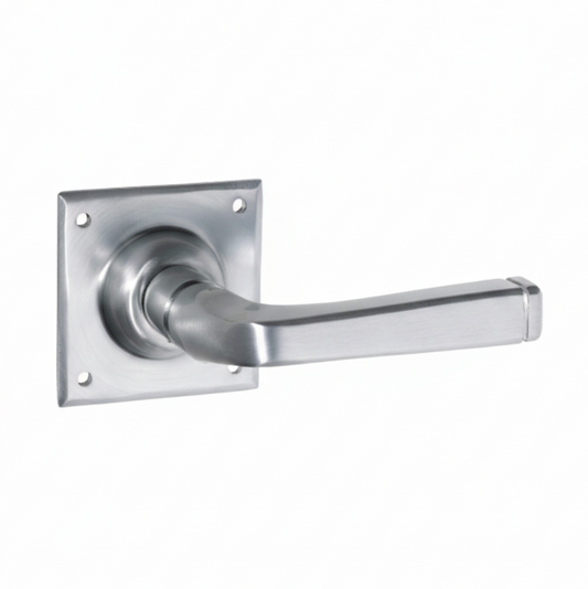 Menton Lever - Square Rose Backplate - Satin Chrome