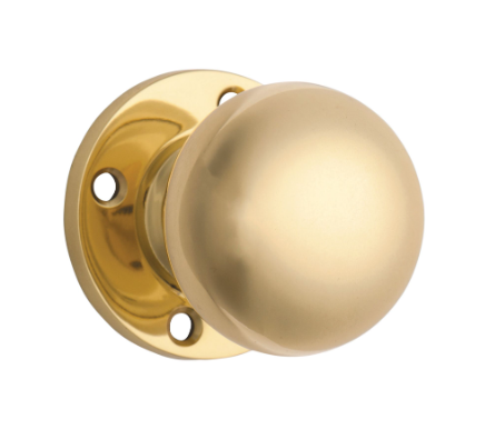 Retro Fit Mortice Knob – Round Rose - Polished Brass