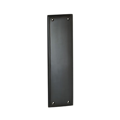 Tradco Milton 9680 solid brass push plate in a sleek Matt Black finish, 300mm x 75mm rectangular face-fix finger plate for doors.