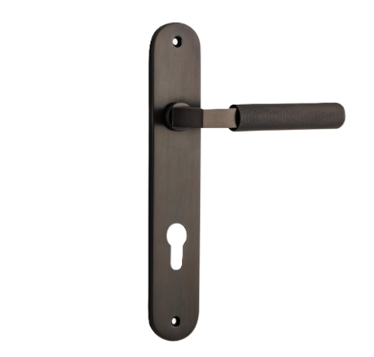 Brunswick Lever - Oval Backplate - Euro85 - Signature Brass