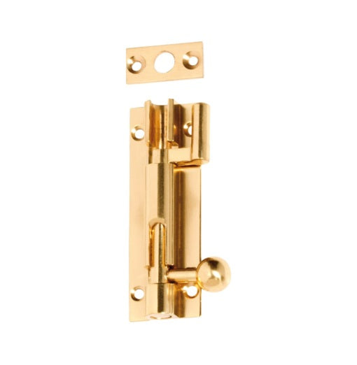 Barrel Bolt - Offset L75mm - Polished Brass