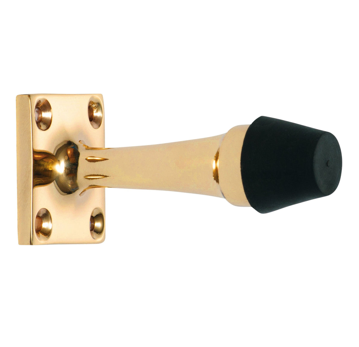 Traditional Door Stop - 75mm - Polished Brass
