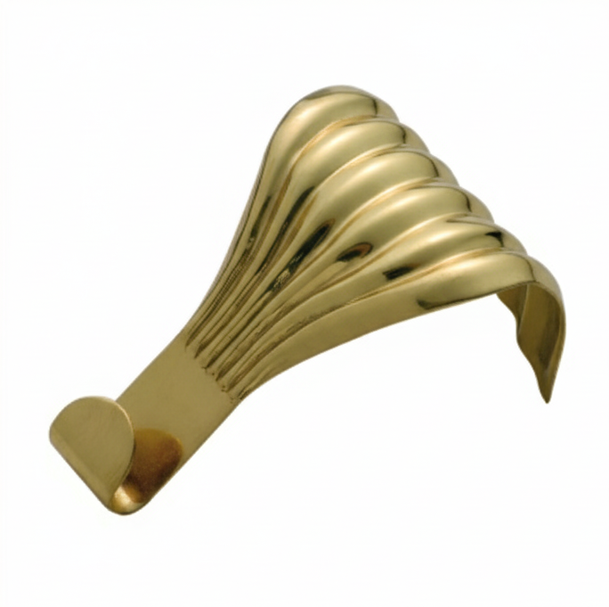 Fluted Picture Rail Hooks - Polished Brass