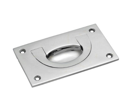 Classic rectangular flush pull handles for sliding doors, shown in polished brass and antique bronze finishes with traditional face-fix screw holes.