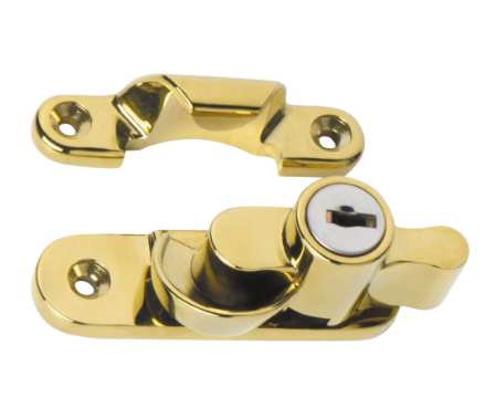 Key Operated Locking Sash Fastener - Anti-Tarnish Brass