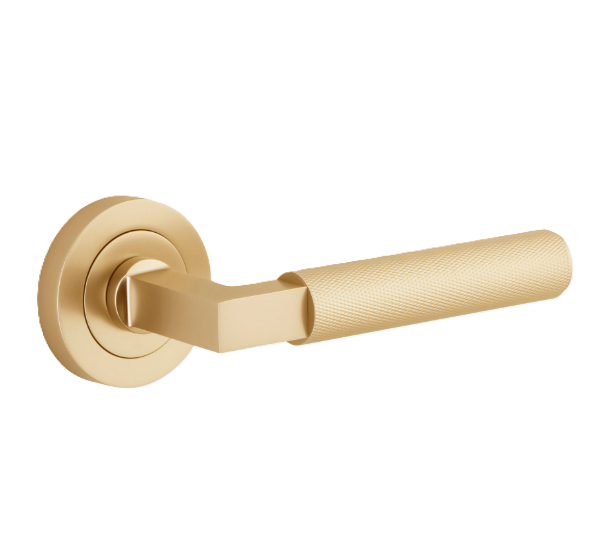 Brunswick Lever - Round Rose - Brushed Gold