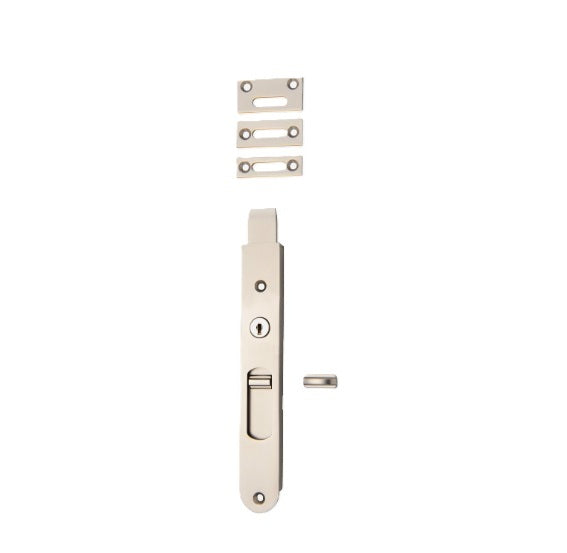 Locking Flush Bolt - 200mm - Satin Nickel