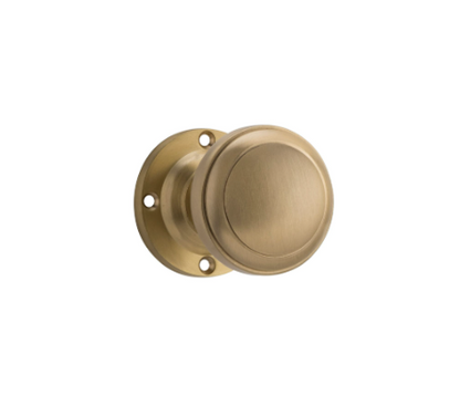 Tradco Milton 21369 Milton Knob – Round Rose in a sleek Unlacquered Satin Brass finish, Rose Round Backplate.
