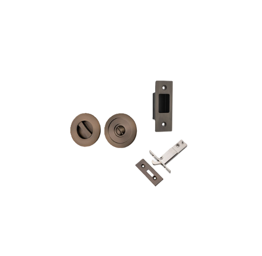 Round Sliding Door Pull Privacy Kit with Inbuilt Privacy Turn - Signature Brass