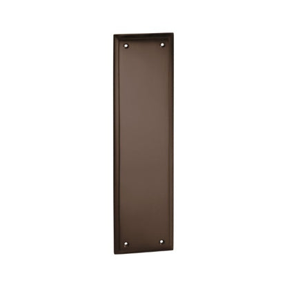 Tradco Milton 2357 solid brass push plate in a sleek Antique Brass finish, 300mm x 75mm rectangular face-fix finger plate for doors.