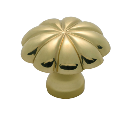 Fluted Cupboard Knob - Polished Brass