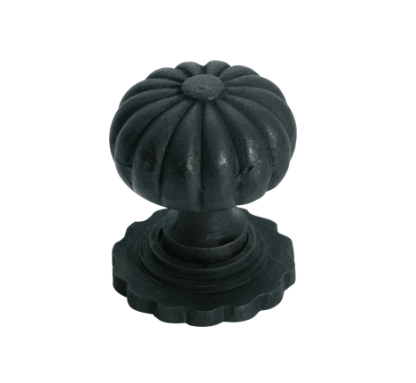 Fluted Cupboard Knob With Backplate - Matt Black