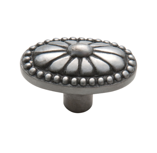 Ornate Iron Cupboard Knob - Polished Metal