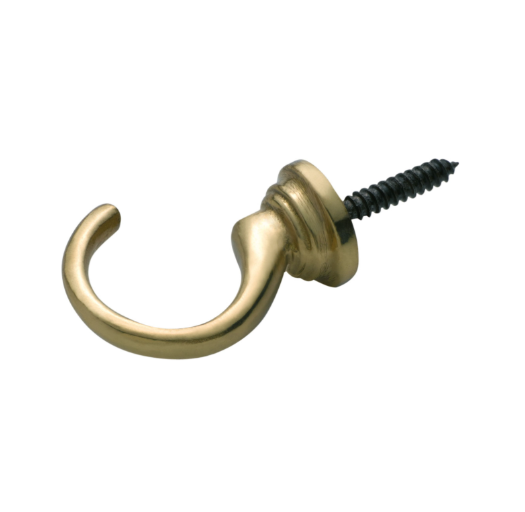 Standard Curtain Tie Back Hooks - 33mm - Polished Brass