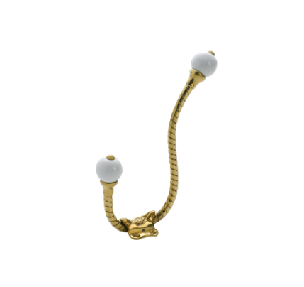 Porcelain Tip Rope Hat & Coat Hooks - Polished Brass