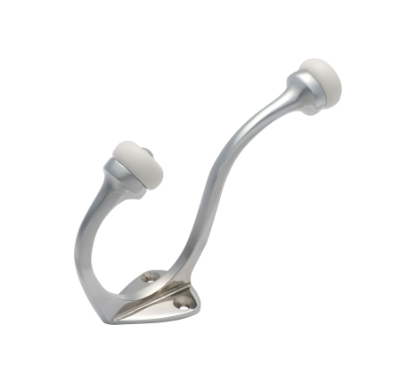 Porcelain Tip Hat & Coat Hooks - Chrome Plated