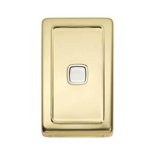 1 Gang Flat Plate Rocker Switches – W72mm - Polished Brass
