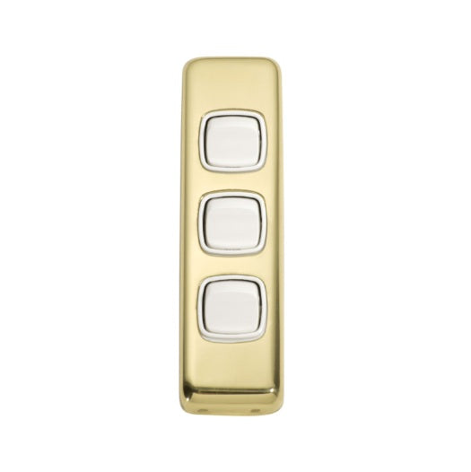 3 Gang Flat Plate Rocker Switches – W30mm - Polished Brass