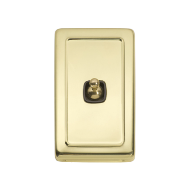 1 Gang Flat Plate Toggle Switches – W72mm - Polished Brass