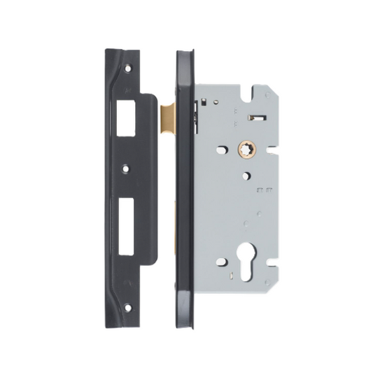 Rebated 85mm Euro Mortice Locks - 60mm Backset - Matt Black