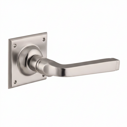 Menton Lever - Square Rose Backplate - Satin Nickel