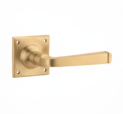 Menton Lever - Square Rose Backplate - Satin Brass