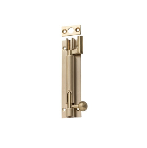 Barrel Bolt – Offset L100mm - Satin Brass