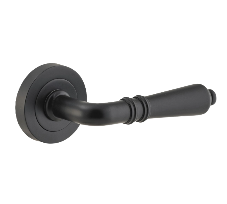 Sarlat Lever - Round Rose - Matt Black