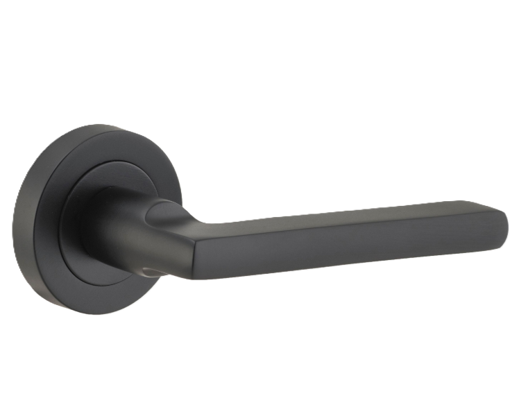 Baltimore Lever - Round Rose - Matt Black