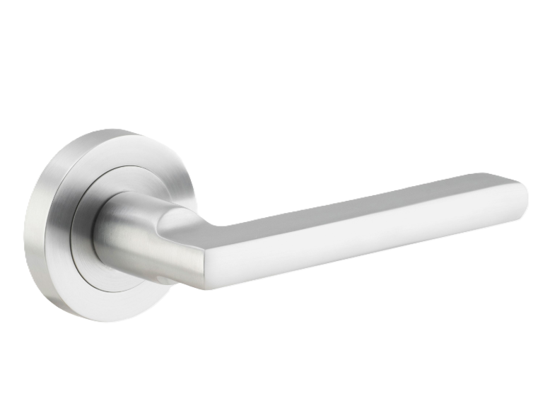 Baltimore Lever - Round Rose - Satin Chrome