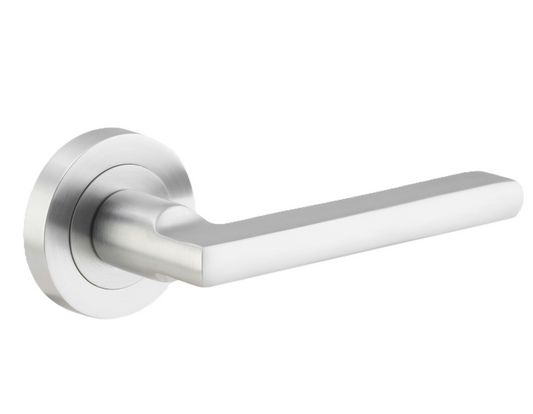 Baltimore Lever - Round Rose - Satin Chrome