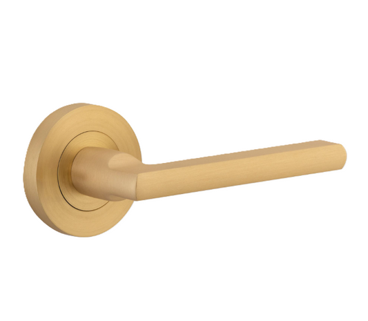Baltimore Lever - Round Rose - Satin Brass
