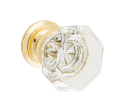 Sophia Glass Cupboard Knob – Polished Brass