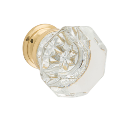 Sophia Glass Cupboard Knob – Polished Brass