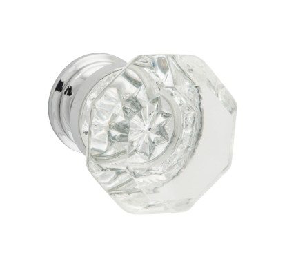 Sophia Glass Cupboard Knob – Chrome Plated