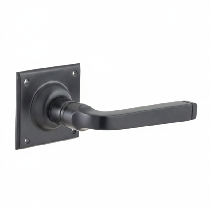 Menton Lever - Square Rose Backplate - Matt Black