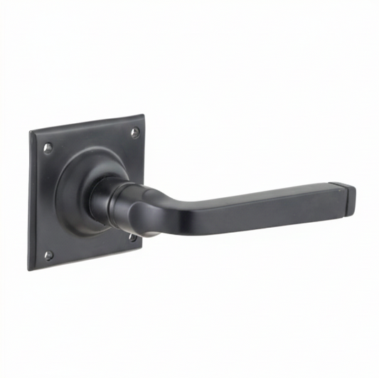 Menton Lever - Square Rose Backplate - Matt Black