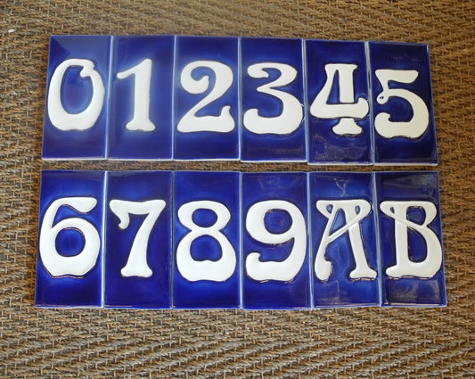 French Style Blue and White Numbers