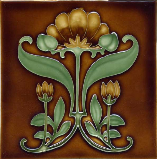 Brown Background, Light Green Amber Flower