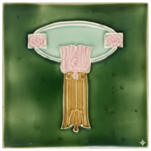 Pink Flowers, Green Background