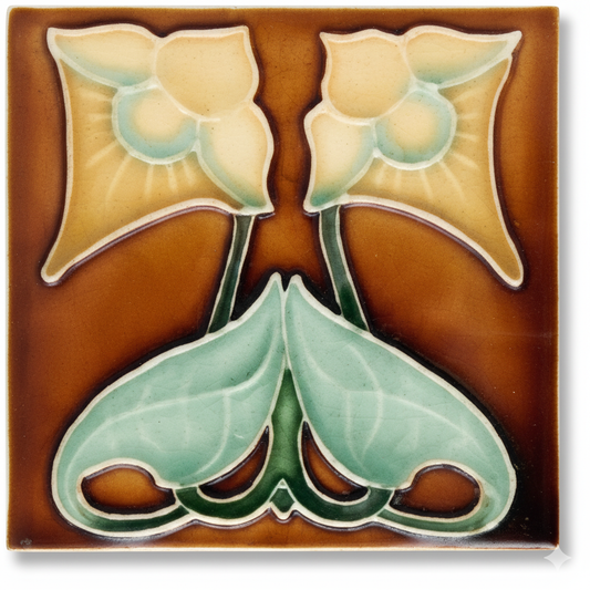 Yellow Flowers, Brown Background