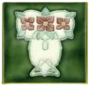 3 Pink Flowers on Green Background