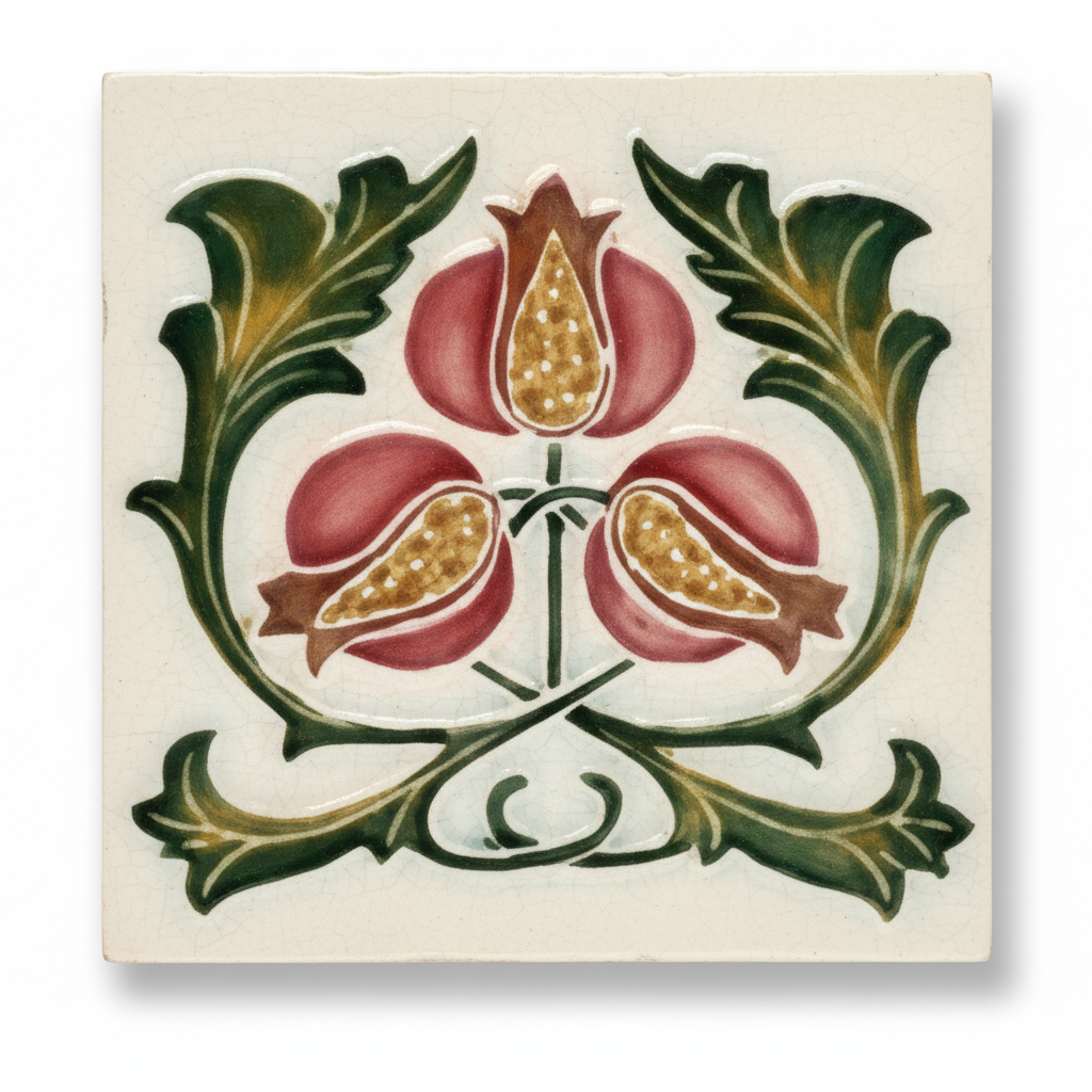 Burgundy/Yellow Flowers, Cream Background