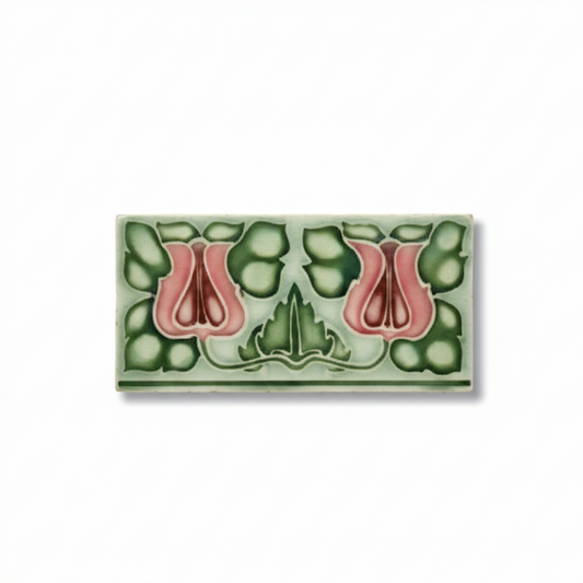 2 Pink Flowers, Green Background