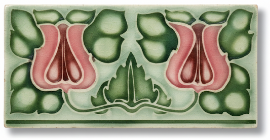2 Pink Flowers, Green Background