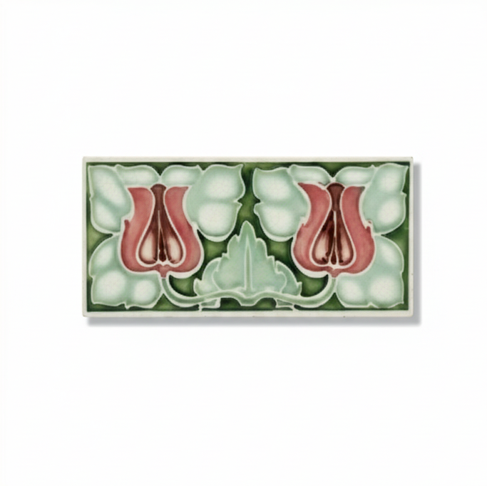 2 Pink Flowers, Green Background