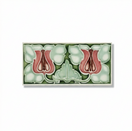 2 Pink Flowers, Green Background