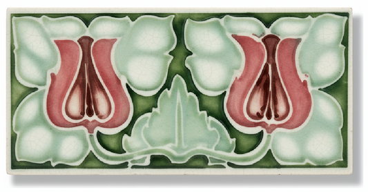 2 Pink Flowers, Green Background