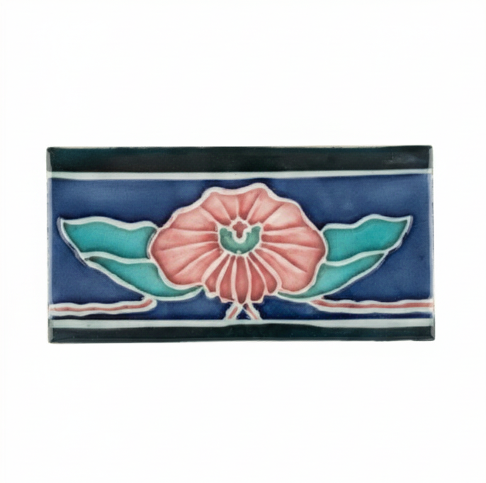 Pink Flower, Blue/Black Border